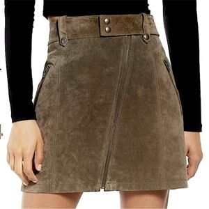 NWT Blank NYC Olive Green Leather Suede Zipped mini skirt Size 30